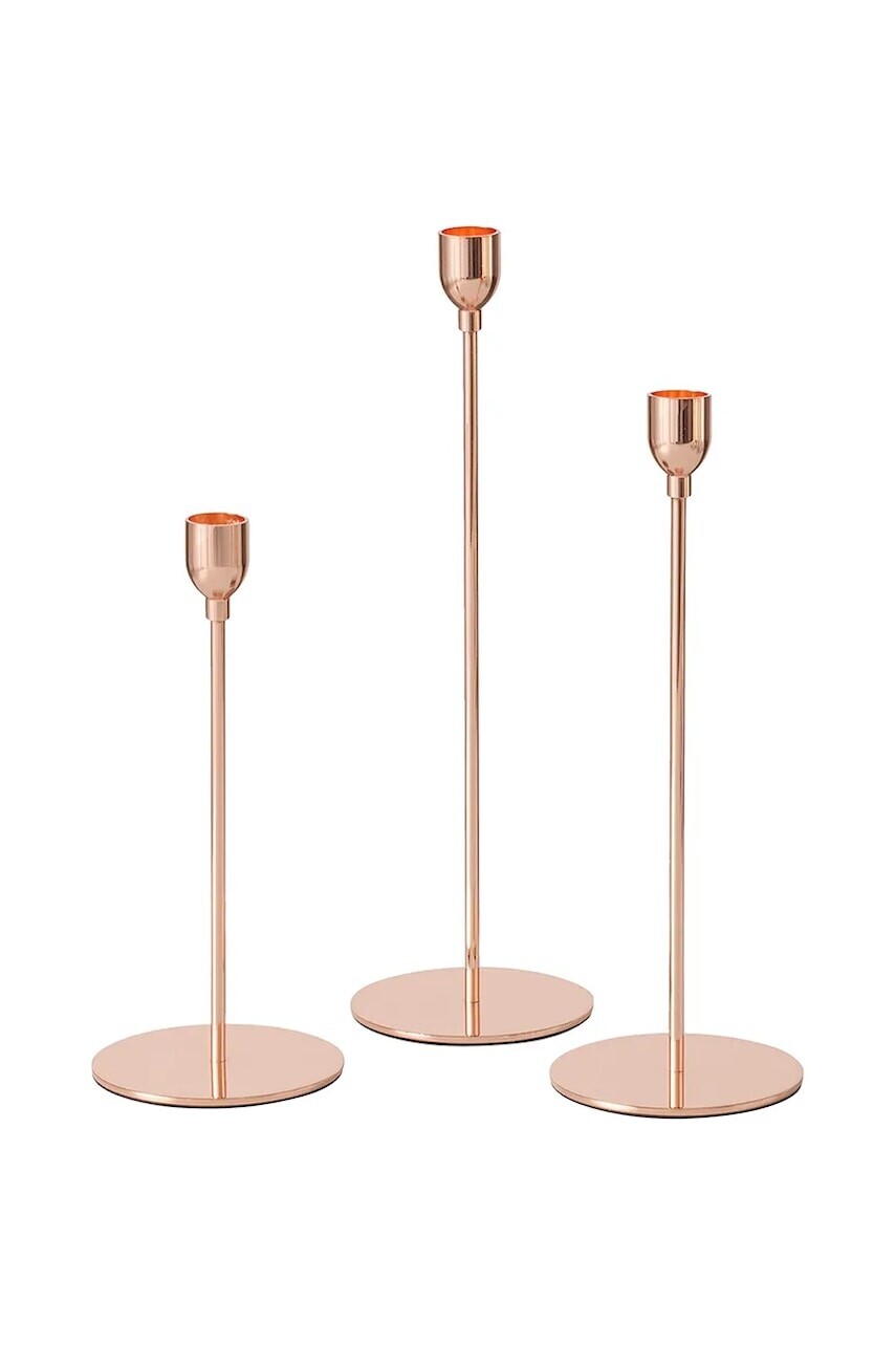 Súprava svietnikov Boltze Malte 23 / 27 / 32 cm 3-pak ružová farba