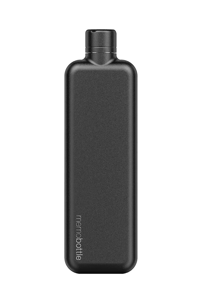 Fľaša na vodu Memobottle Stainless Steel Slim 600 ml čierna farba