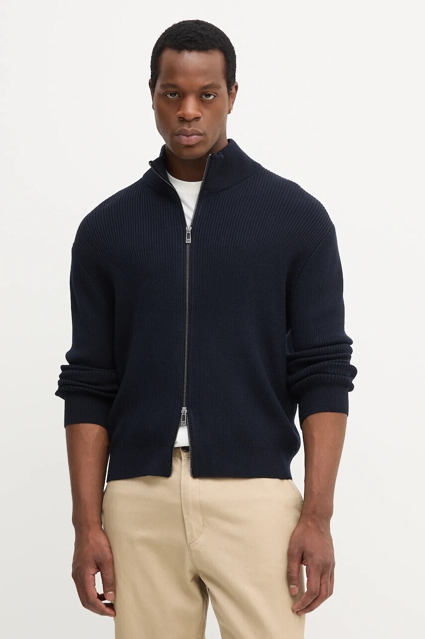 Kardigán s prímesou vlny Armani Exchange tmavomodrá farba, XM000912 AF10348