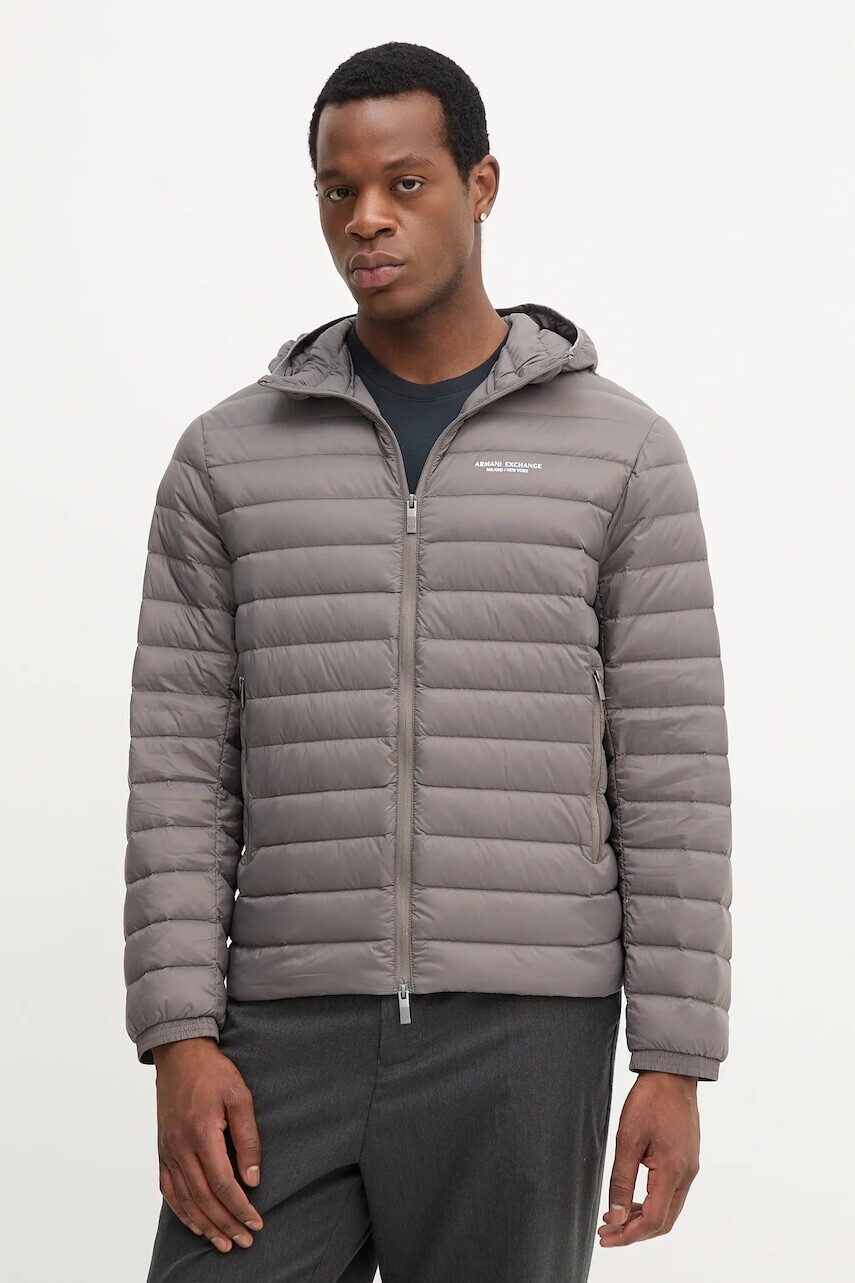 Páperová bunda Armani Exchange hnedá farba, prechodná, XM001577 AF16927