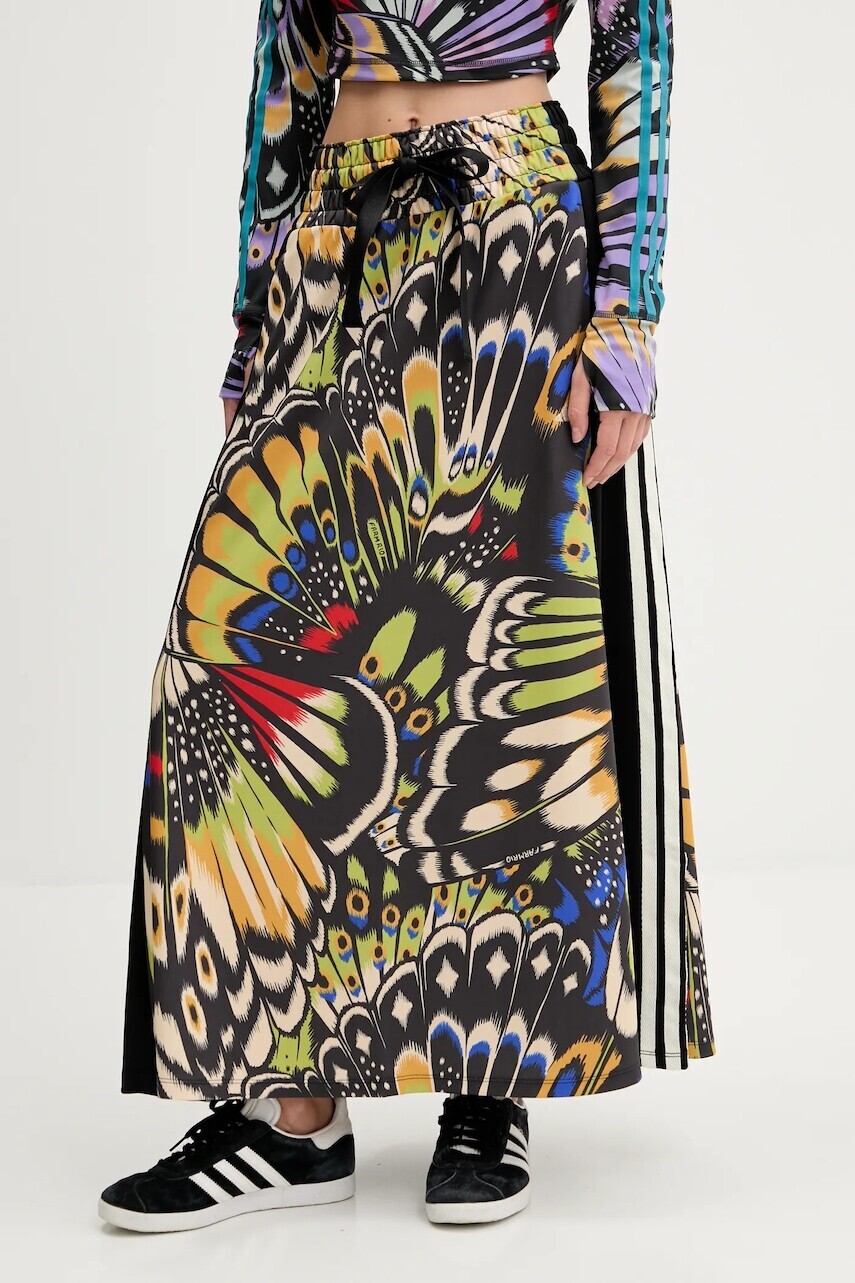 Sukňa adidas x Farm Rio čierna farba, maxi, rovný strih, JL8620