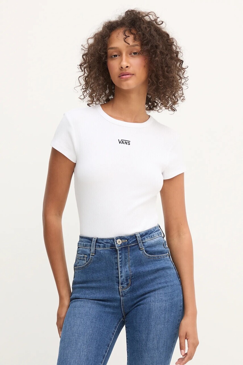 Tričko Vans dámske, biela farba, VN000RD1WHT1