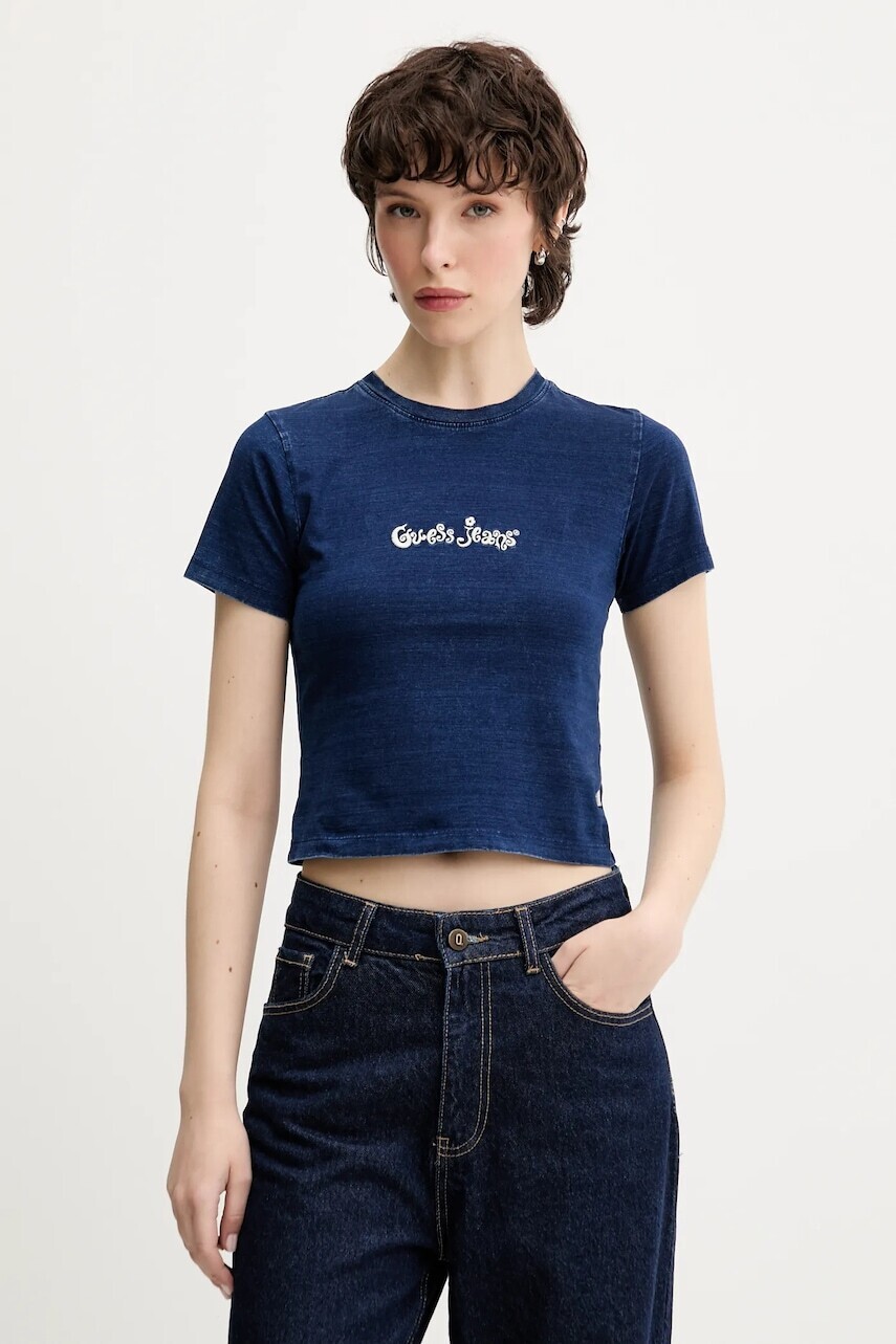 Tričko Guess Jeans dámske, tmavomodrá farba, W5YI20 KCTL1