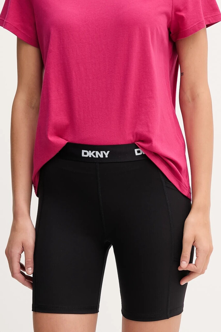 Šortky Dkny čierna farba, jednofarebné, vysoký pás, DP5S5239