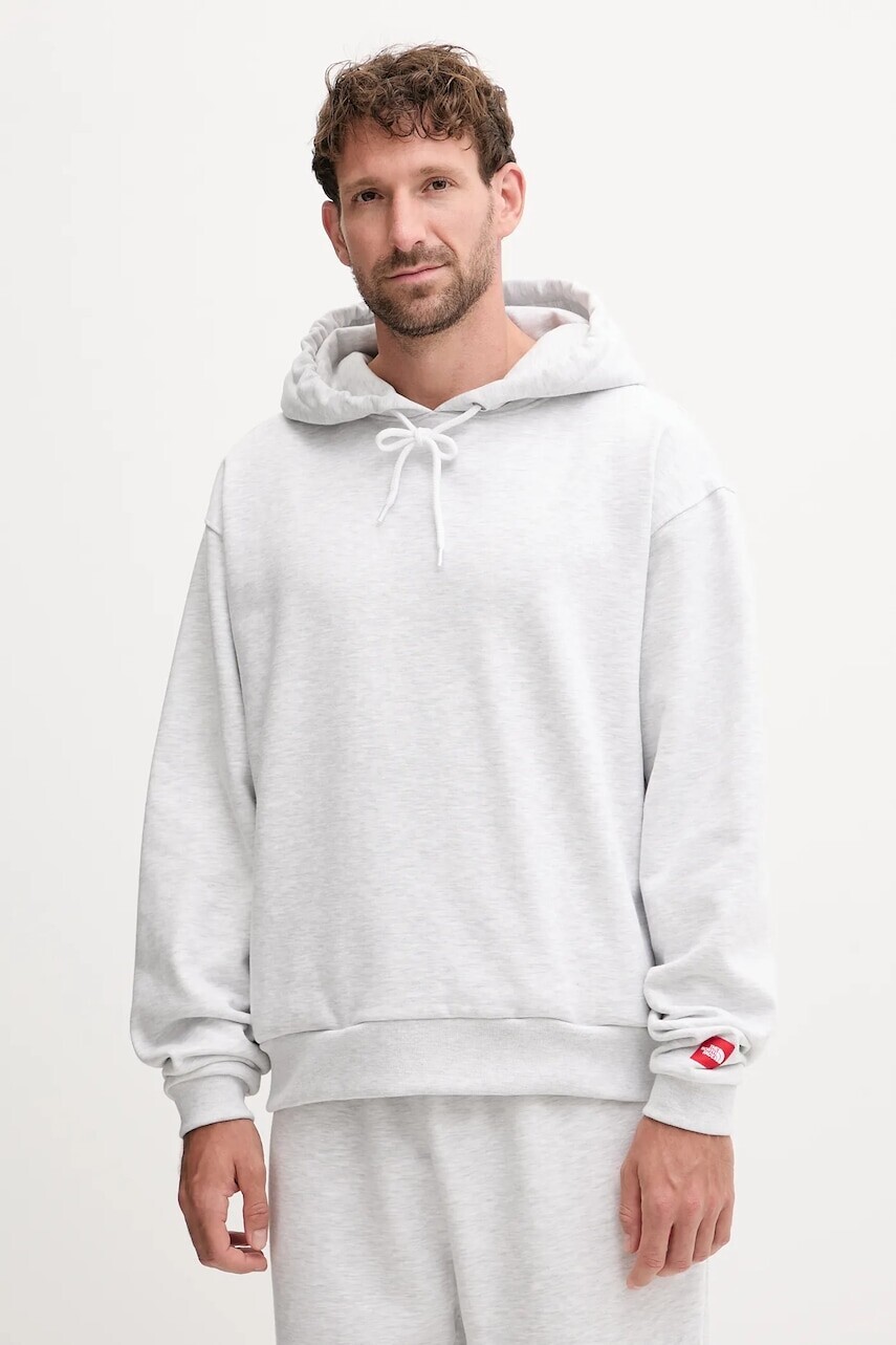 Mikina The North Face Redbox šedá farba, s kapucňou, jednofarebná, NF0A8EFZE041