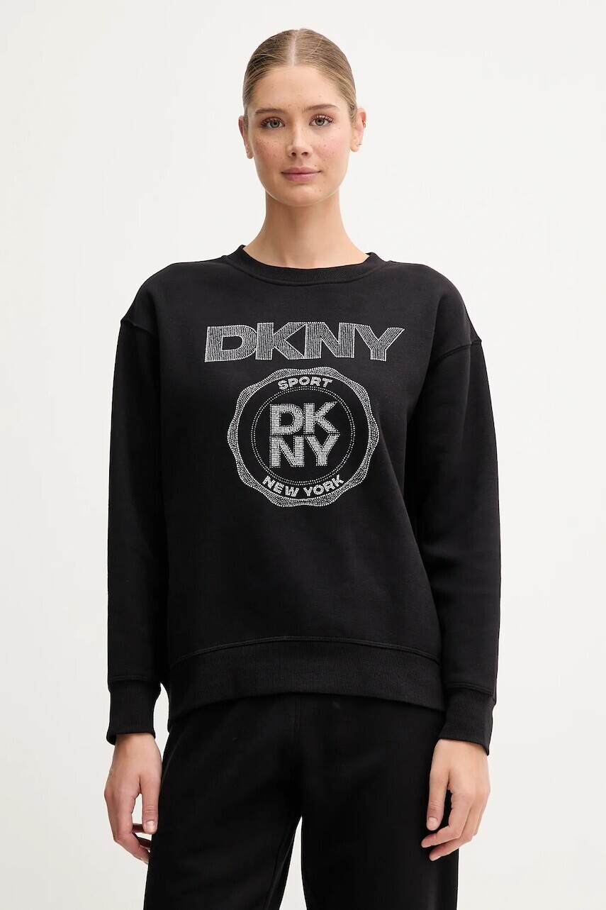Mikina Dkny čierna farba, s potlačou, DP5T1340