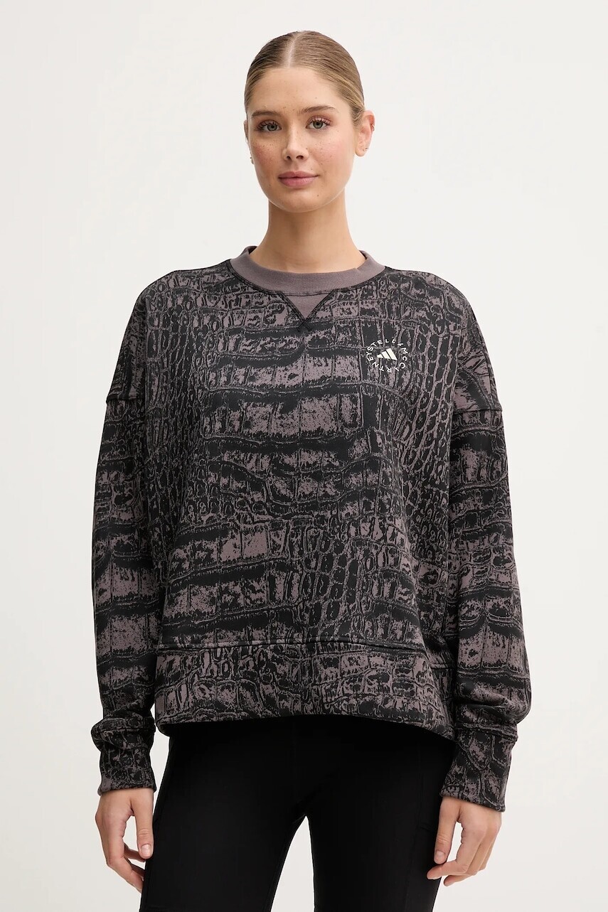 Tréningová mikina adidas by Stella McCartney čierna farba, vzorovaná, JN2215