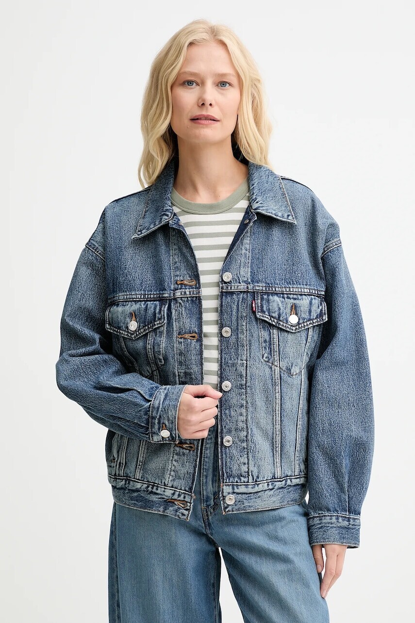 Rifľová bunda Levi's modrá farba, prechodná, oversize, A1743