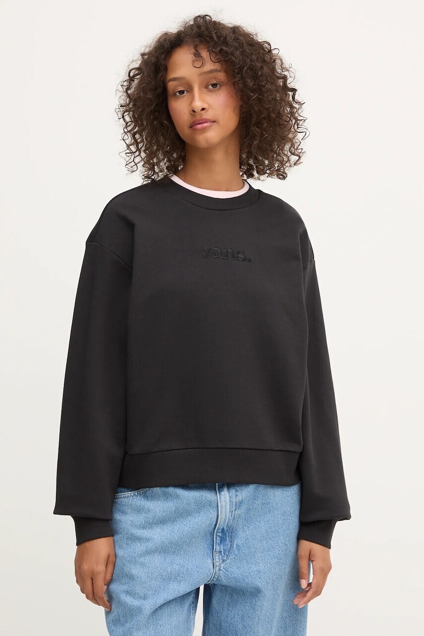 Bavlnená mikina Vans čierna farba, jednofarebná, VN000RAMBLK1