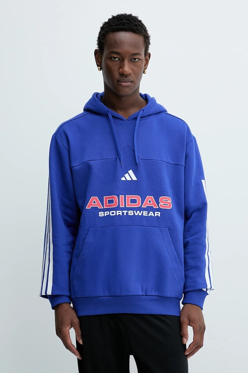 Mikina adidas Tiro modrá farba, s kapucňou, s potlačou, KB5573