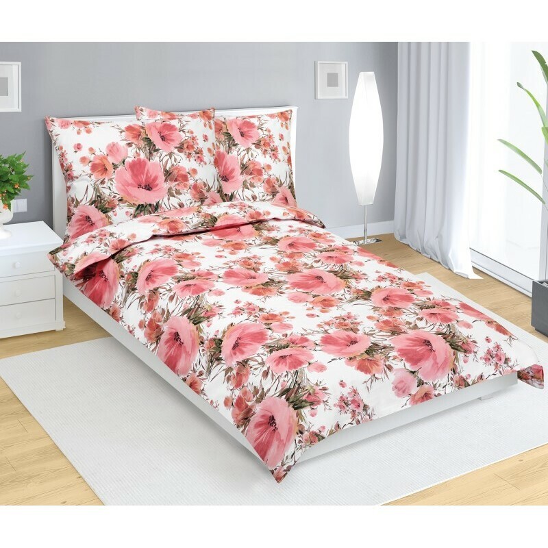 Bellatex Bavlnené obliečky Ibišek ružová, 140 x200 cm, 70 x 90 cm