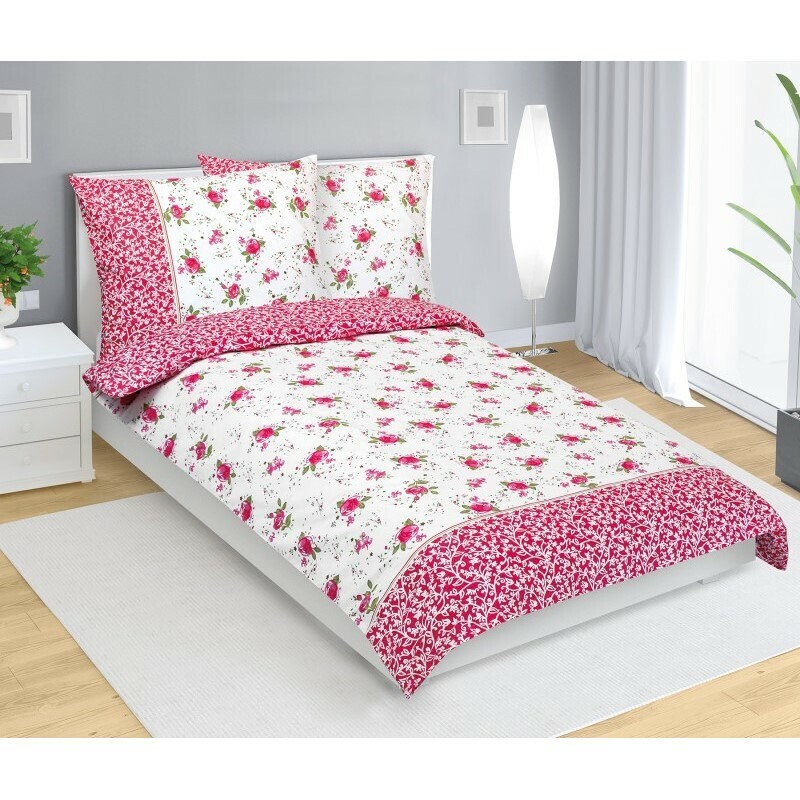 Bellatex Bavlnené obliečky Růžička růžová, 140 x200 cm, 70 x 90 cm