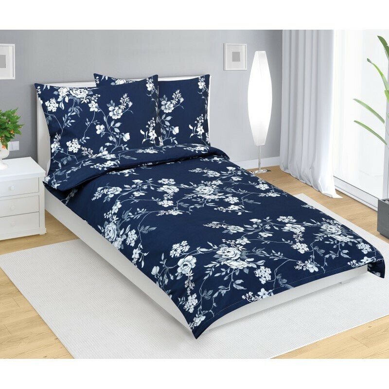 Bellatex Bavlnené obliečky Růže modrá, 140 x 200cm, 70 x 90 cm