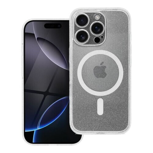 CLEAR MAG COVER case with camera protection compatible with MagSafe for IPHONE 16 PRO transparent glitter