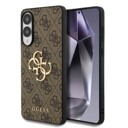 Guess PU 4G Metal Logo Zadní Kryt pro Samsung Galaxy S25 Edge Brown