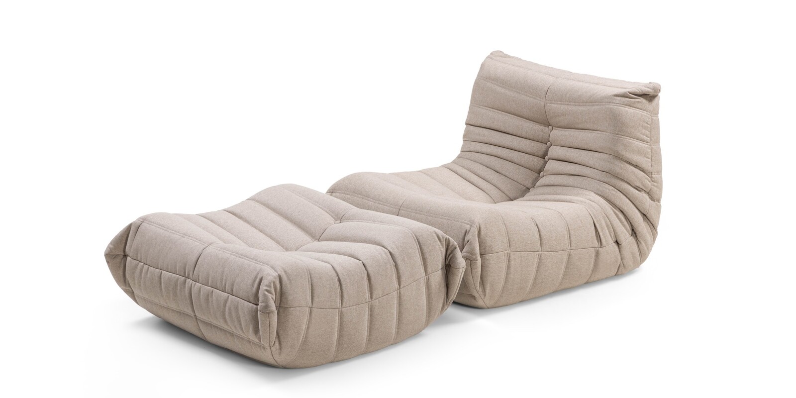 Designové křeslo s taburetem Fugi béžovo-šedé