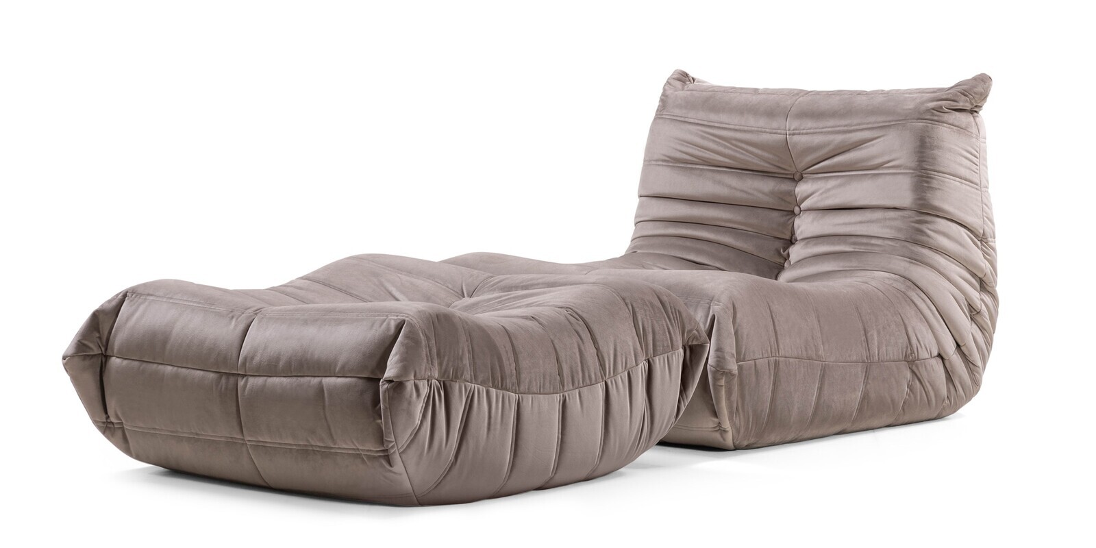 Designové křeslo s taburetem Fugi hnědo-šedé