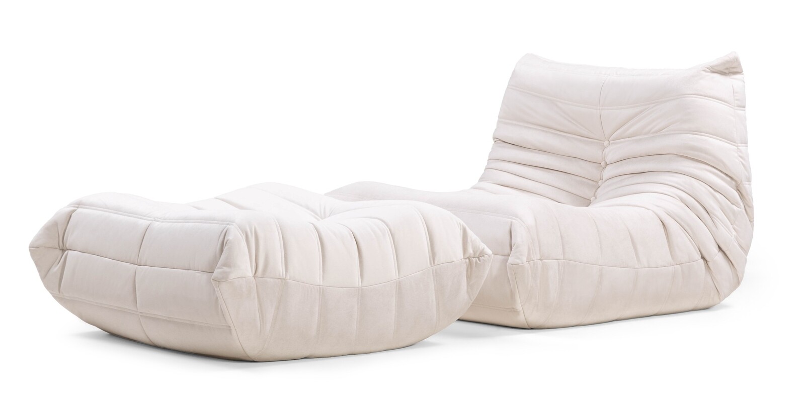 Designové křeslo s taburetem Fugi světle béžové