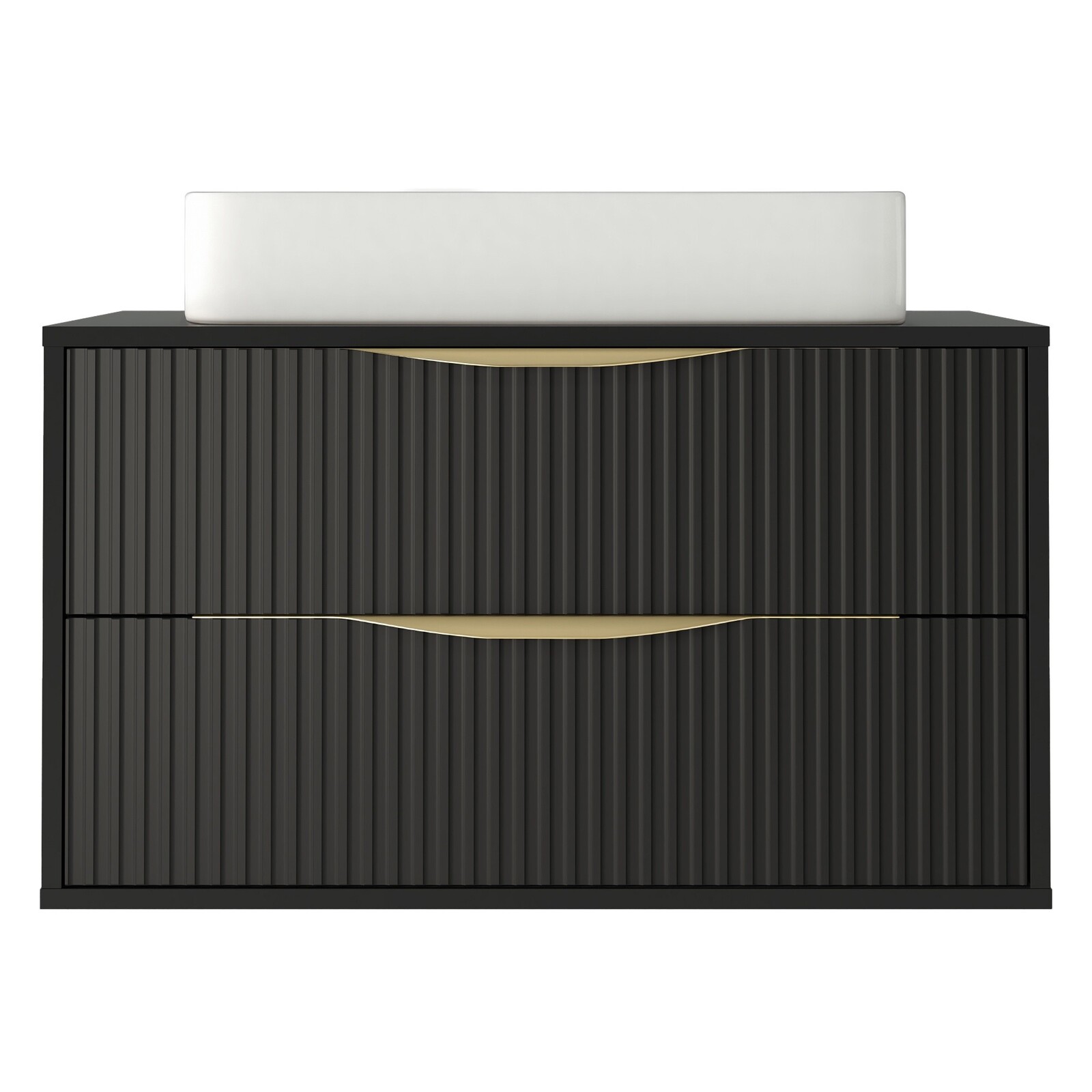 Závěsná skříňka pod umyvadlo Avila s deskou 80 cm černá/zlatá