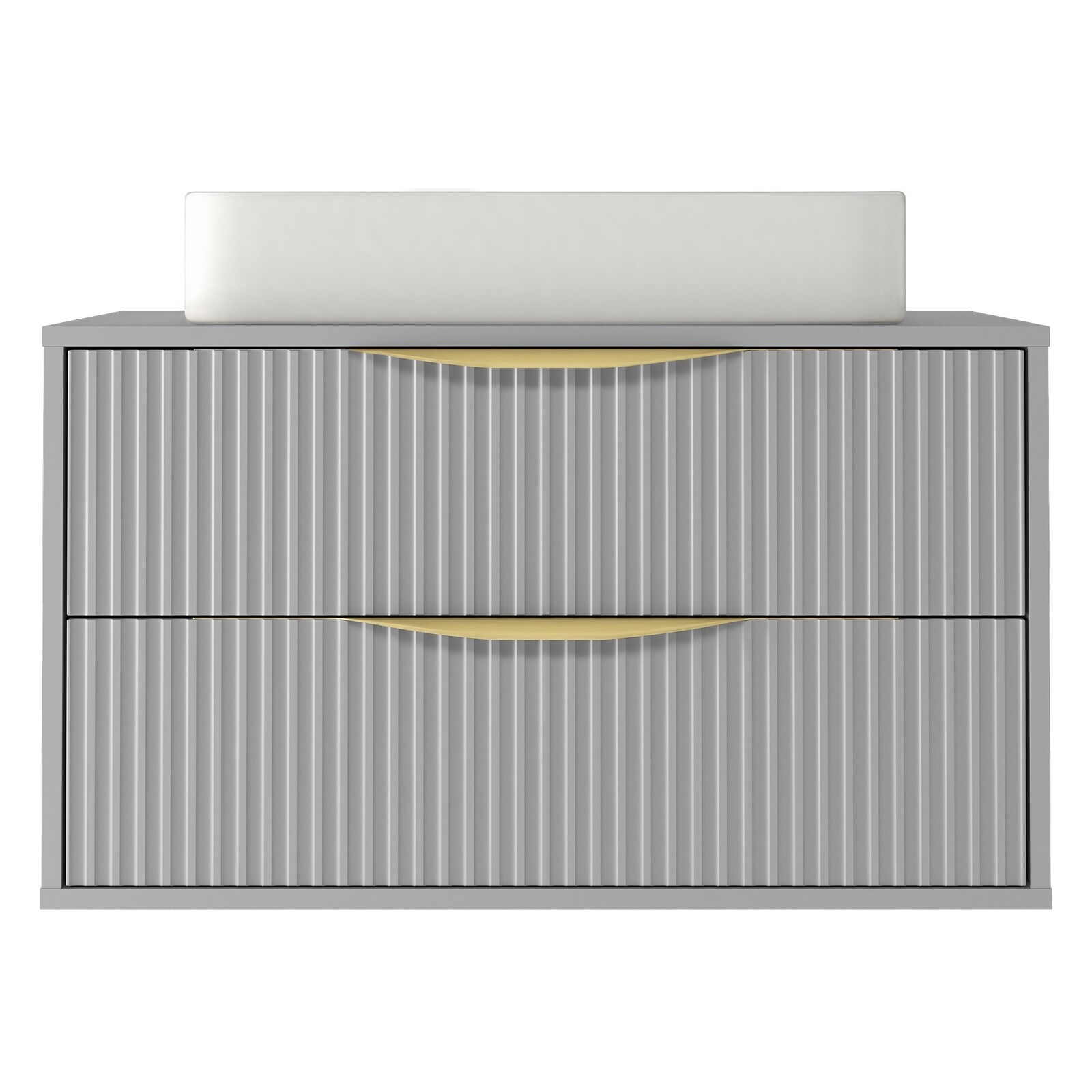 Závěsná skříňka pod umyvadlo Avila s deskou 80 cm šedá/zlatá