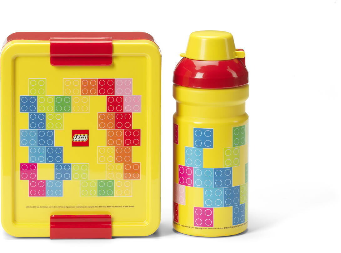 LEGO Brick desiatový set (fľaša a box) - červená/žltá
