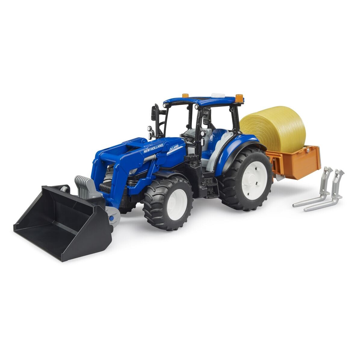 Bruder Traktor NEW HOLLAND + plošina, balík, čelný nakladač