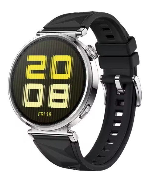 Silikónový štruktúrovaný remienok pre Huawei GT 5 – Čierný