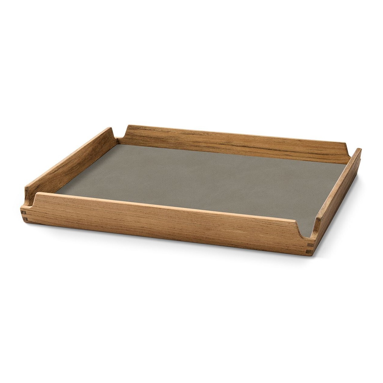 Podnos na servírovanie AIRY NUPO 30 x 30 cm, tmavo šedá / hnedá, koža / drevo, LIND DNA
