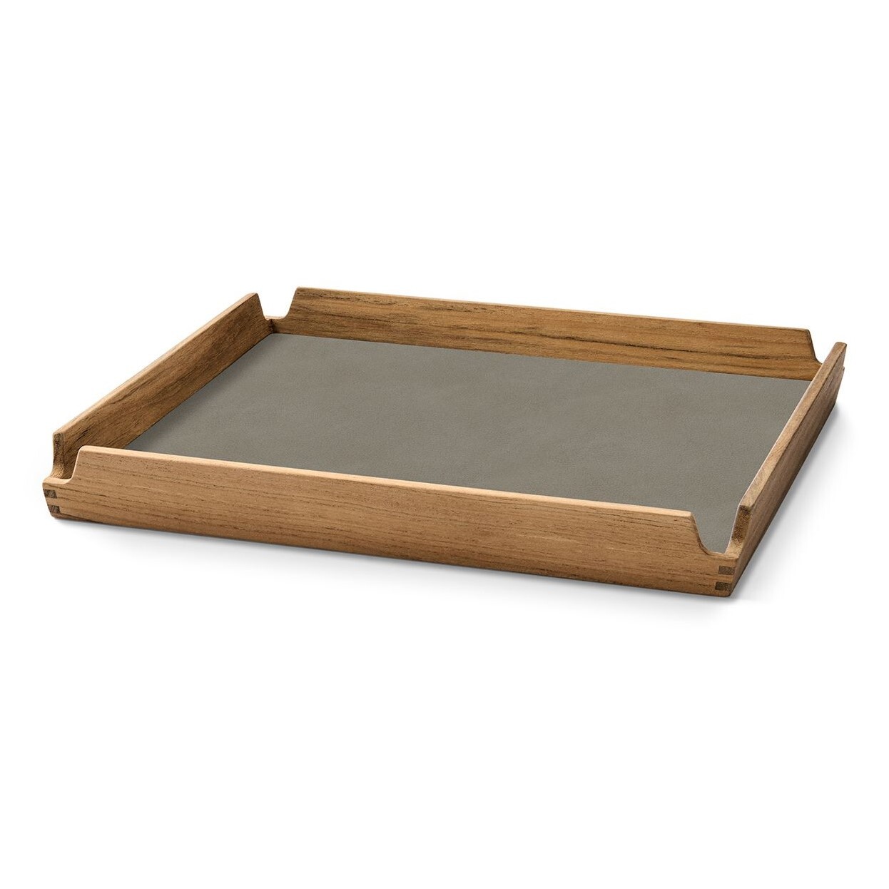 Podnos na servírovanie AIRY NUPO 30 x 30 cm, ľanové / hnedá, koža / drevo, LIND DNA
