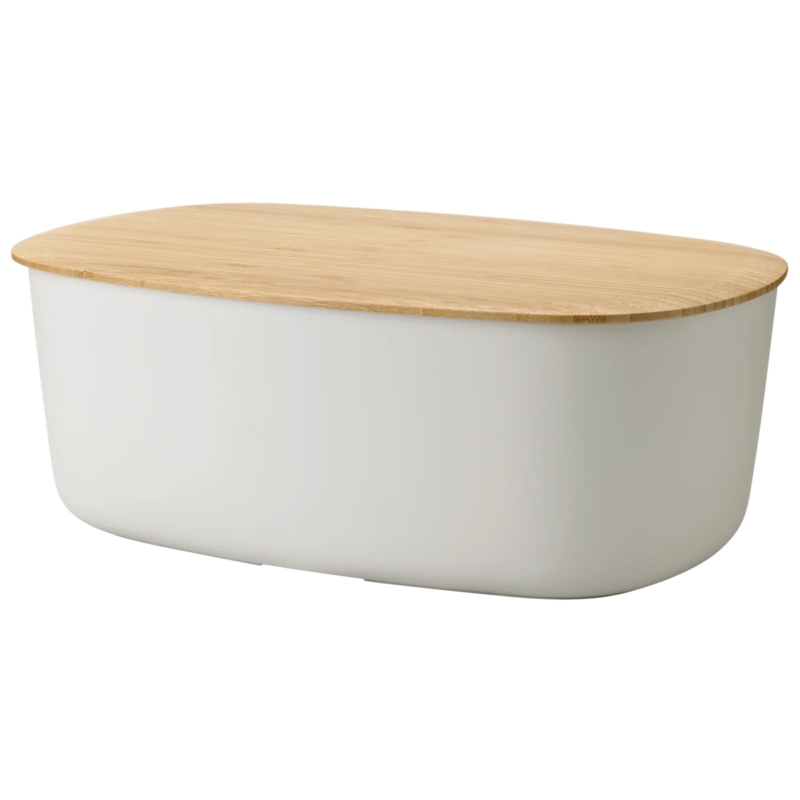 Chlebník BOX-IT 34 cm, svetlo šedá, plast / bambus, RIG-TIG