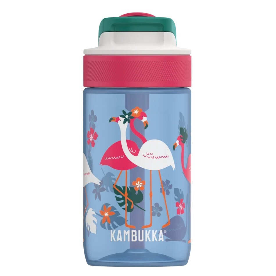 Fľaša na vodu detská LAGOON 400 ml, modrá plameniak, tritán, Kambukka