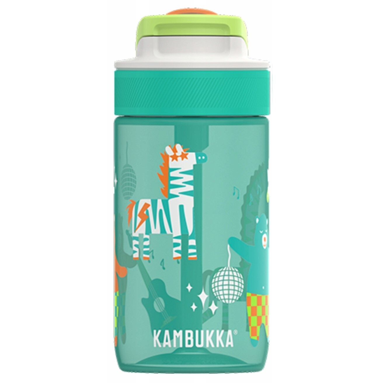 Fľaša na vodu detská LAGOON 400 ml, diskotéka zoo, tritán, Kambukka
