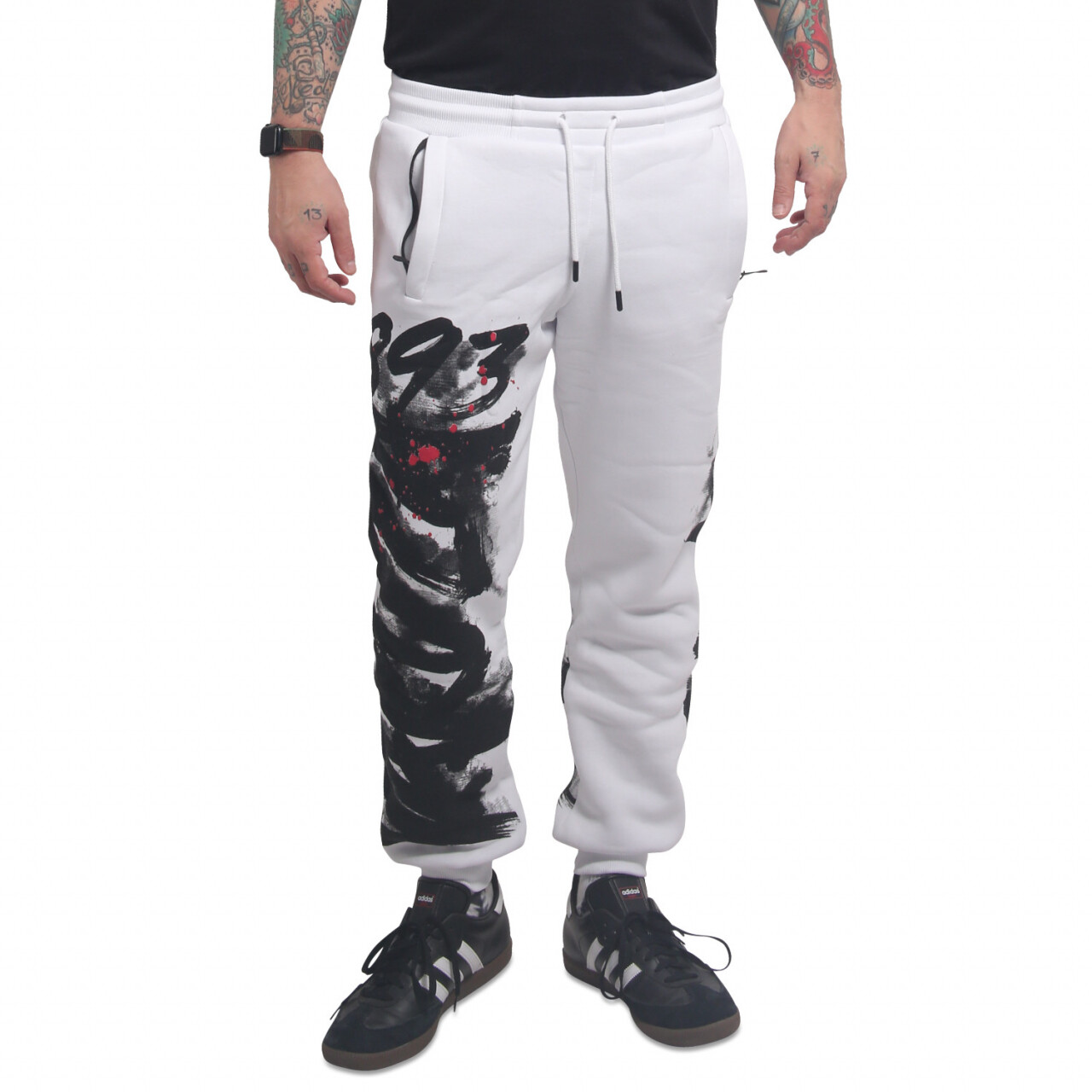 Nohavice tapalákové Yakuza Brushed V02 Casual - biela-čierna, L