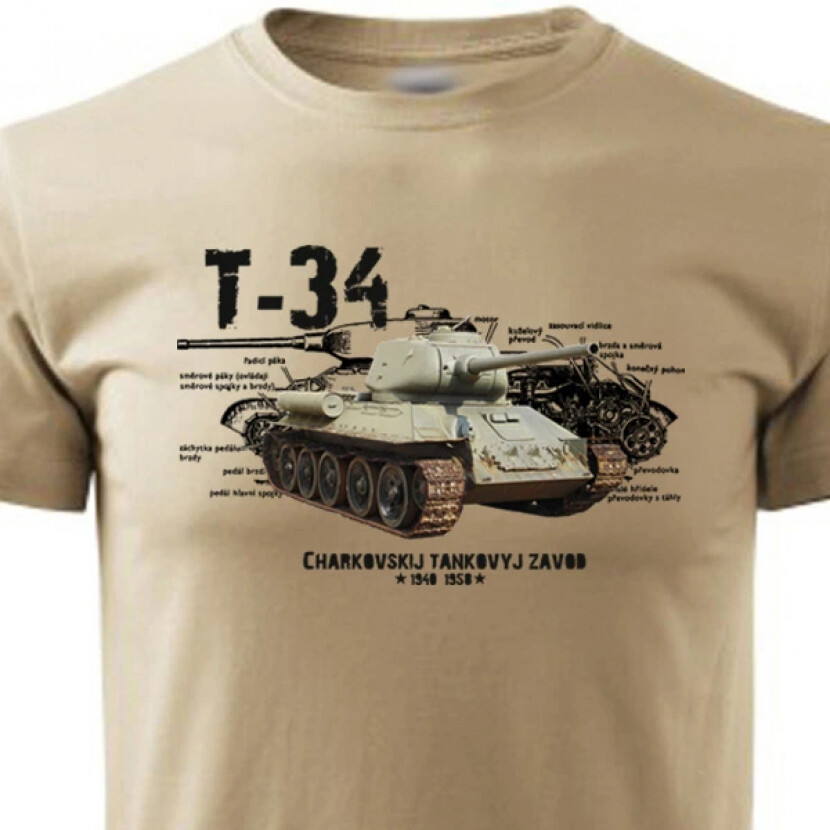 Tričko Striker Tank T-34 - béžové, M