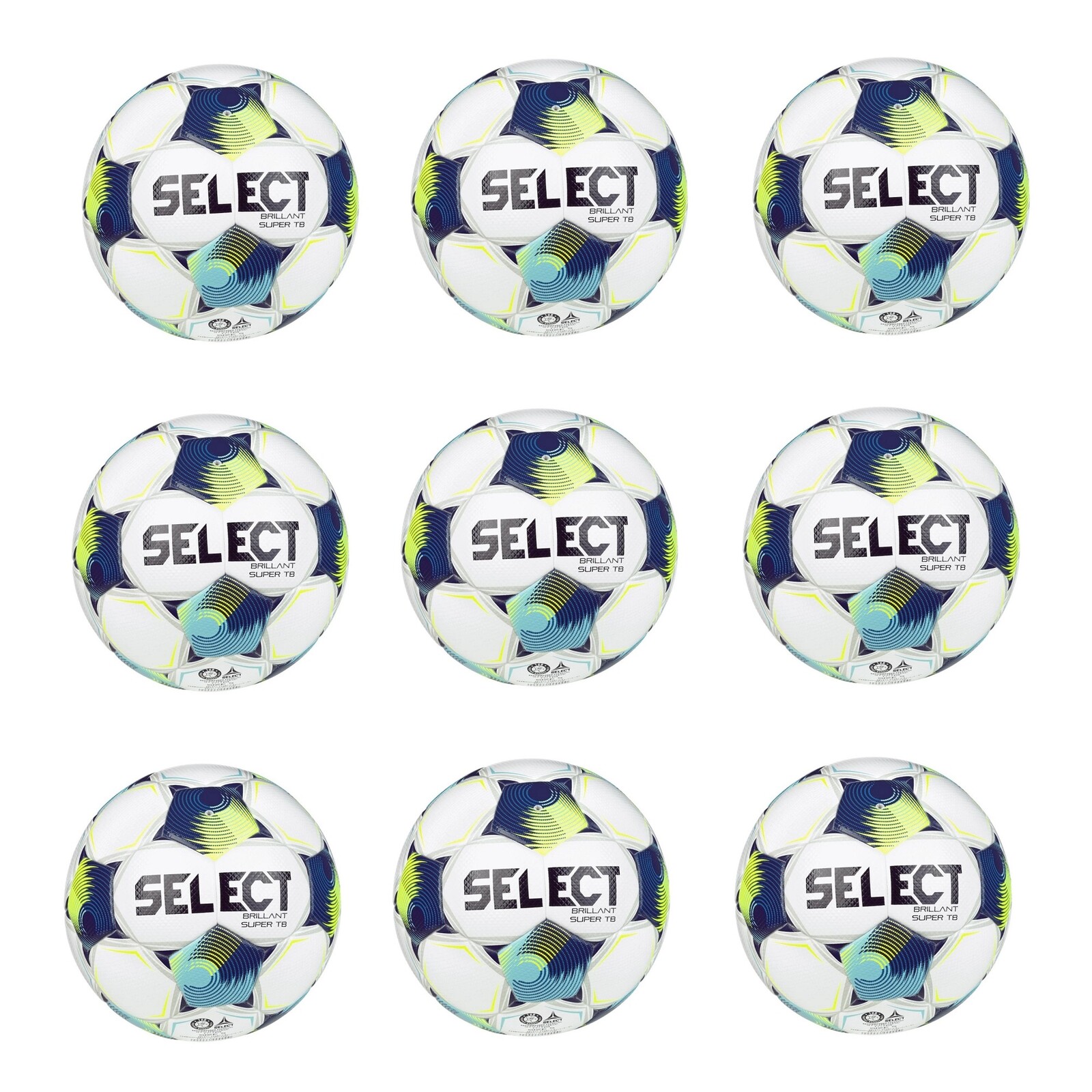 Výhodný set - 9x Futbalová lopta SELECT FB Brillant Super TB SK Chance Liga 2025-26 5 bielo-modrá