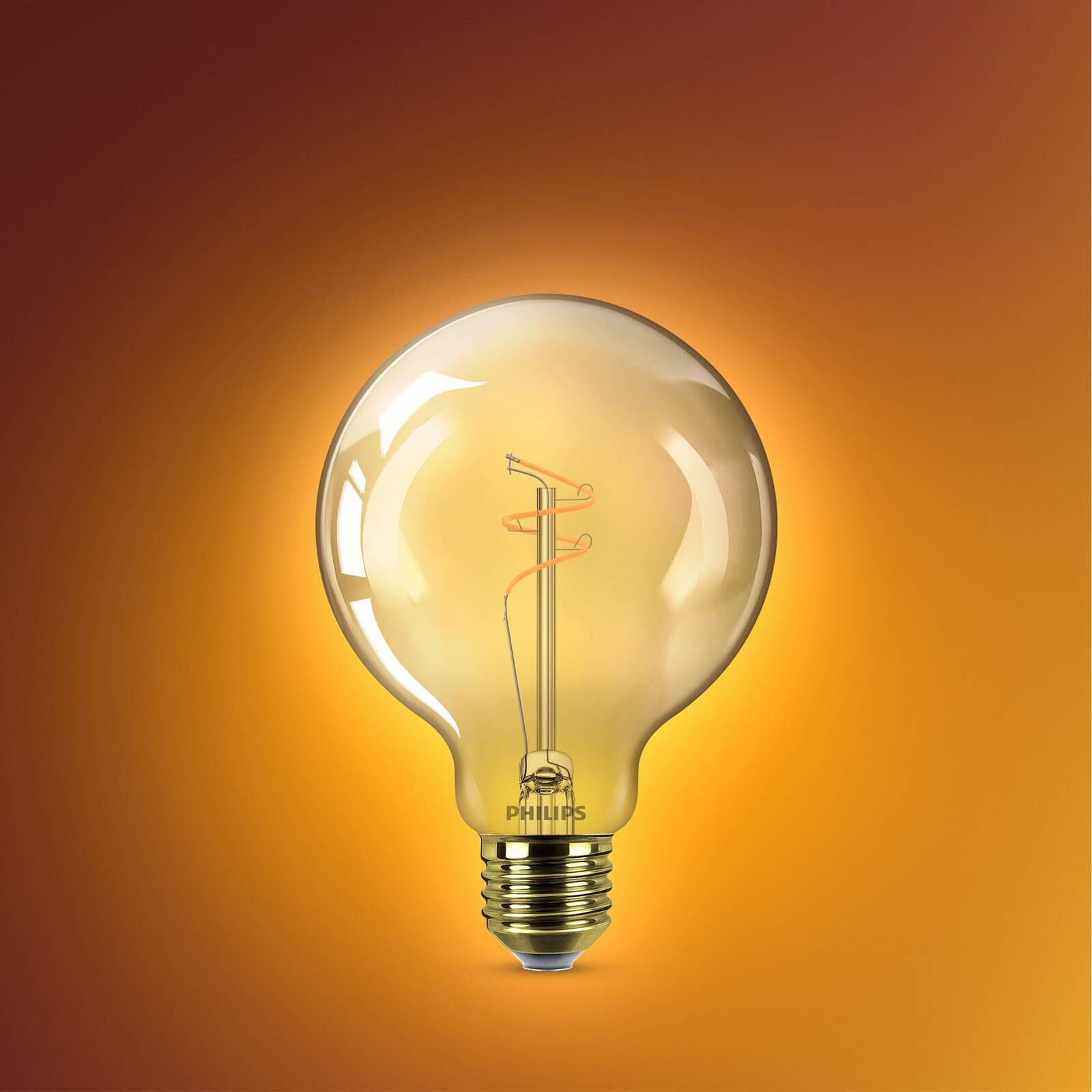 Philips LED žiarovka E27 G95 3,1 W zlatá 1 800 K stmievateľná