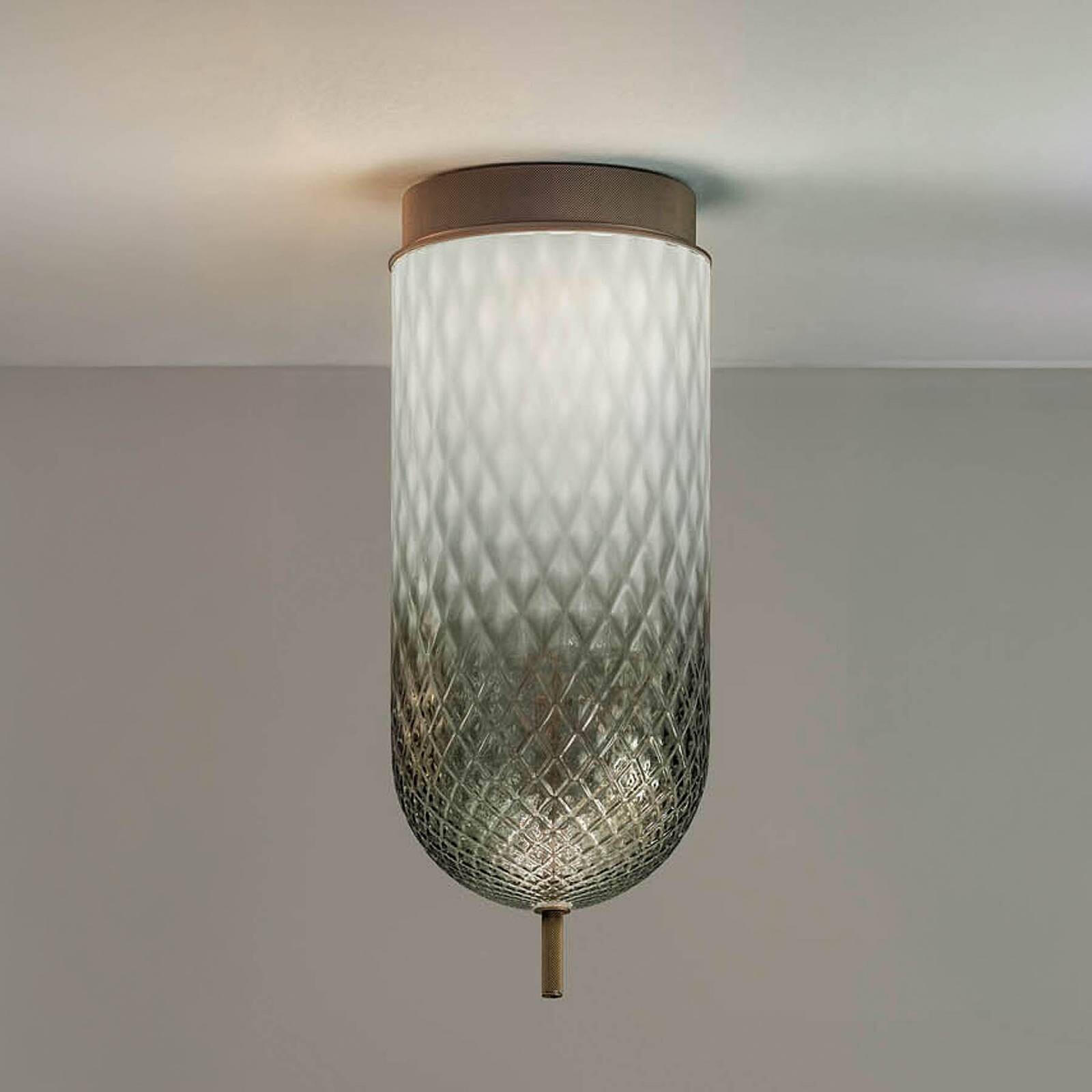 OLEV stropné LED svetlo Curuba, hnedé, sklo, výška 40 cm 2 700 K