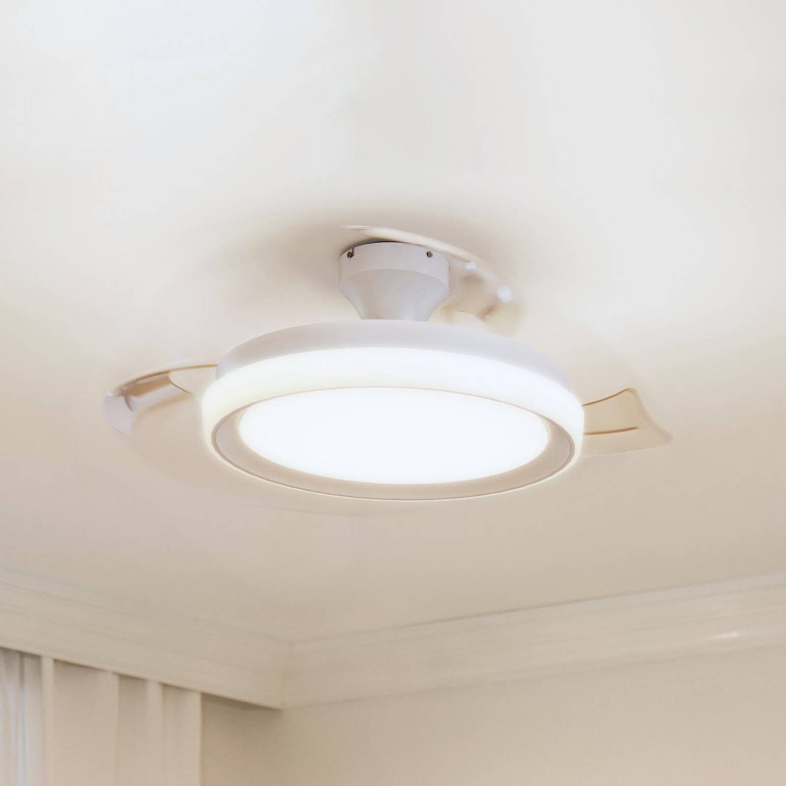 Philips LED stropný ventilátor Bliss, biela/biela, tichý, CCT
