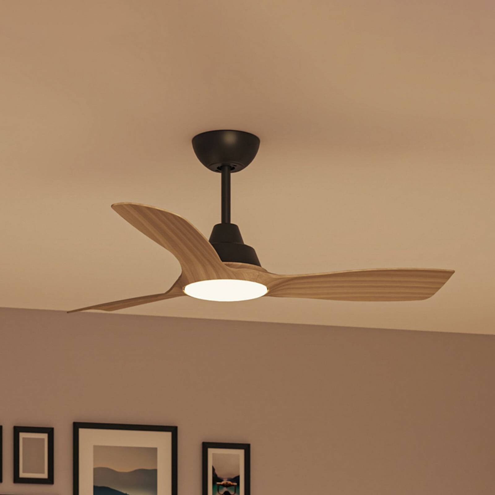 Philips LED ventilátor Olas, Ø 106 cm, hnedá/čierna, tichý