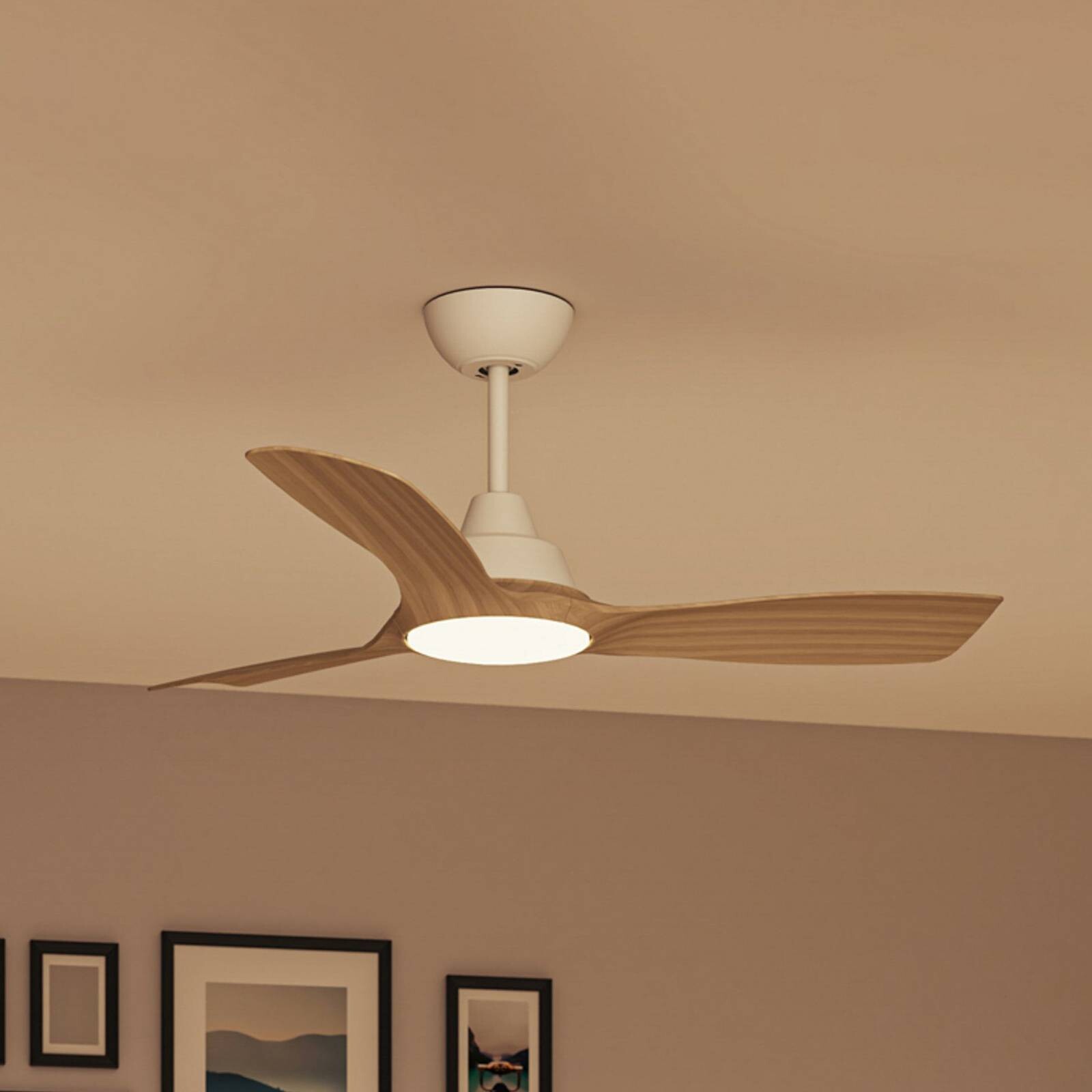 Philips LED ventilátor Olas, Ø 106 cm, hnedá/biela, tichý