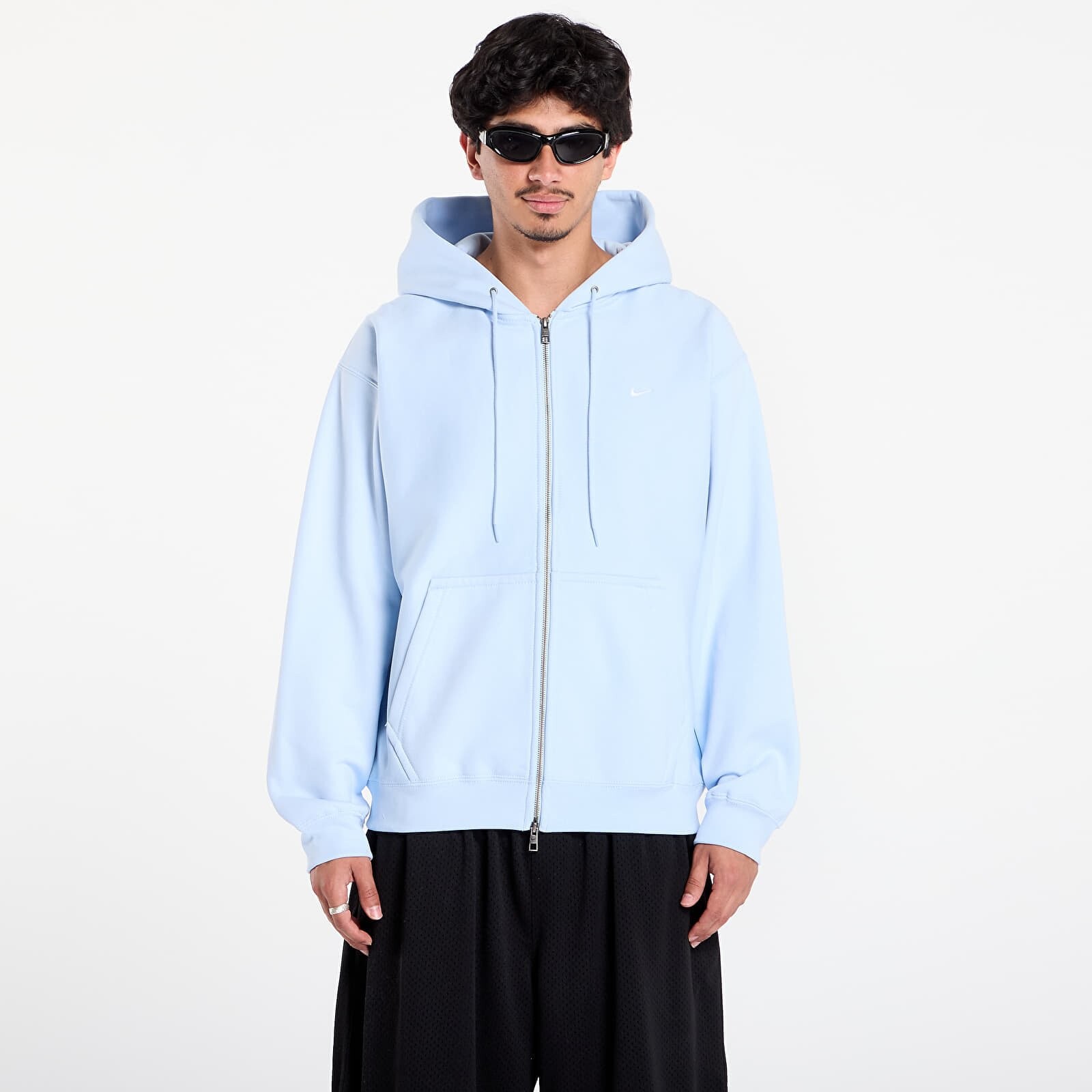 Mikina Nike Solo Swoosh Men's Full-Zip Fleece Hoodie Celestine Blue/ Celestine Blue/ White M