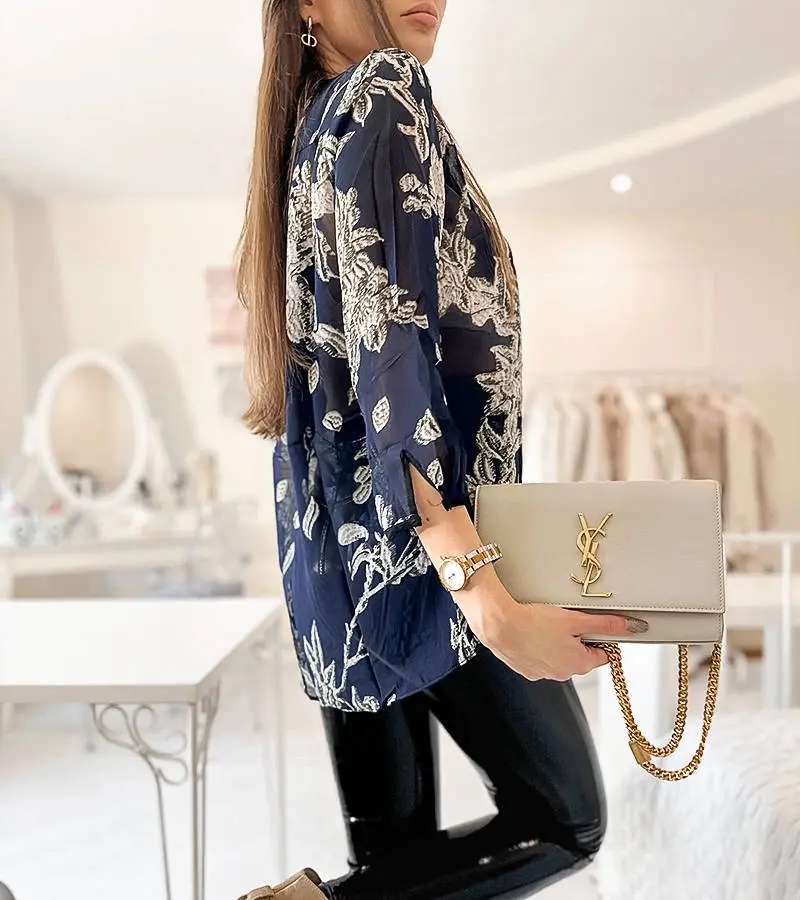 Gemre Tmavomodrá vzorovaná košeľa Salois