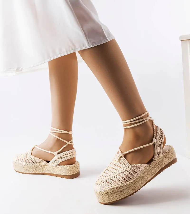 Gemre Béžové viazané espadrilky Partenia