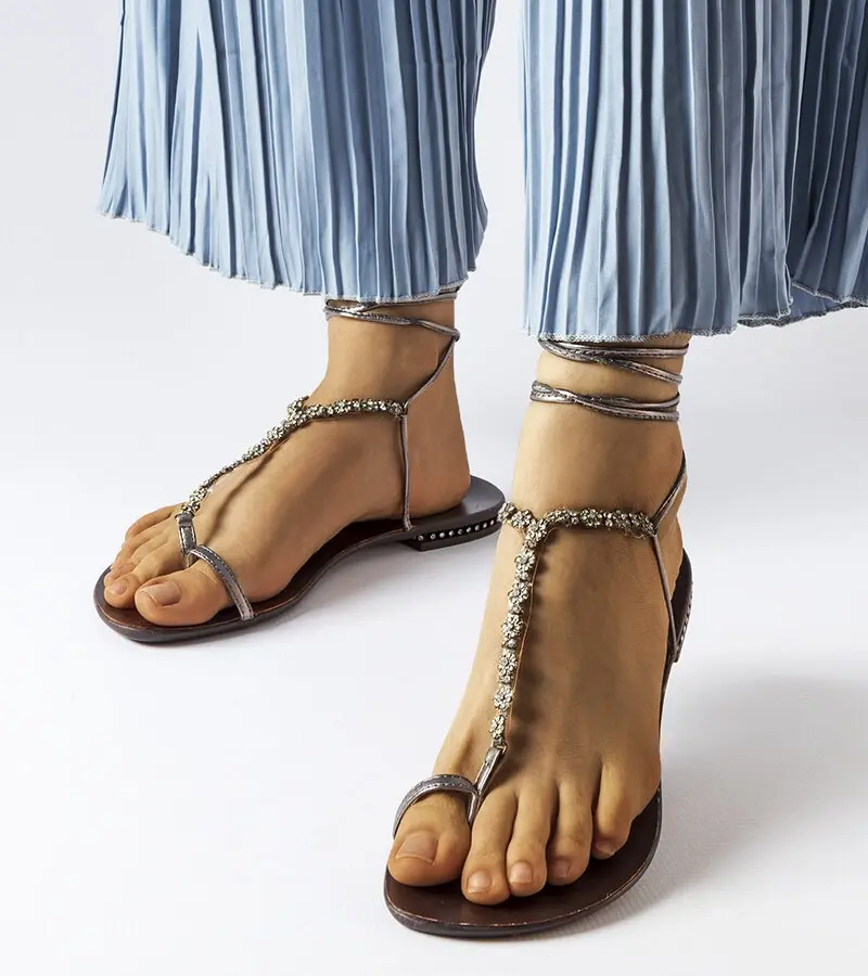 Gemre Tmavosivé zirkónové sandále Troghi