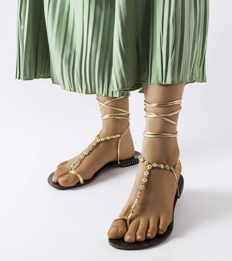 Gemre Zlaté sandále Troghi so zirkónmi