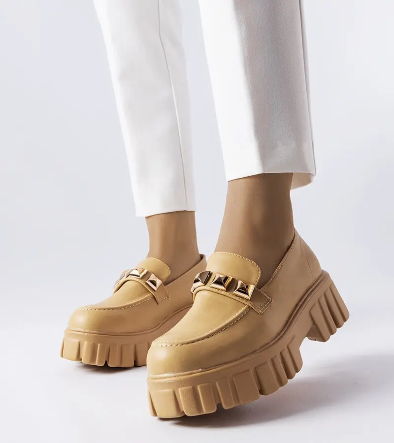 Gemre Beige mokasíny na platforme Frisco