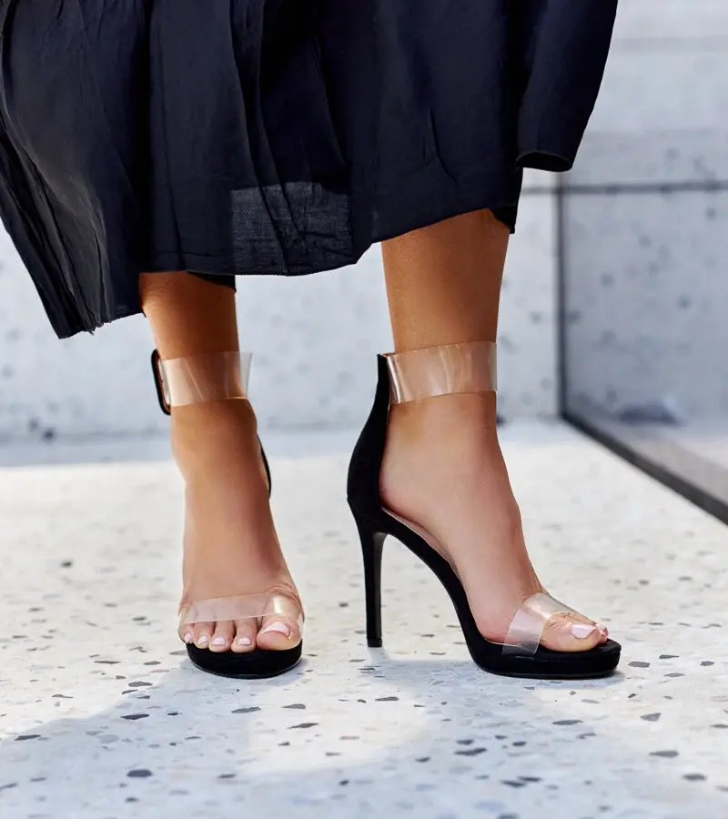 Gemre Sandále na podpätku s priehľadným vrchom Janan