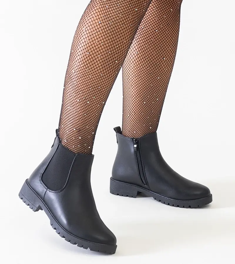 Gemre Čierne klasické casual členkové topánky z eko kože Salara