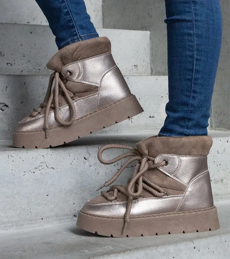 Gemre Tmavobéžové snehule na platforme zateplené kožušinou Sapphi