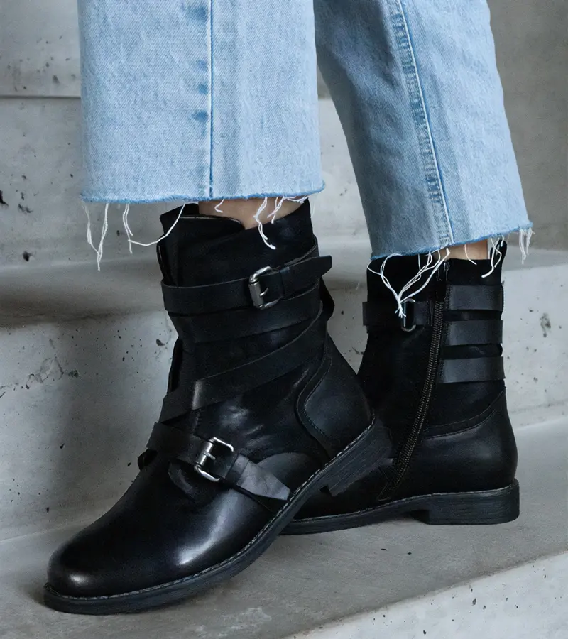 Gemre Čierne zateplené členkové topánky na plochej podrážke z kombinovaných materiálov Verta